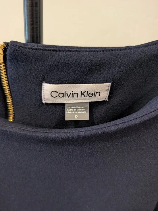 Calvin Klein • Sheer Cuff Long‑Sleeve Dress • Navy • Size 12 • NWT - Picture 3 of 3